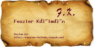 Feszler Kálmán névjegykártya